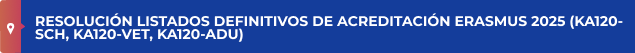 RESOLUCIÓN LISTADOS DEFINITIVOS DE ACREDITACIÓN ERASMUS 2025 (KA120-SCH, KA120-VET, KA120-ADU)