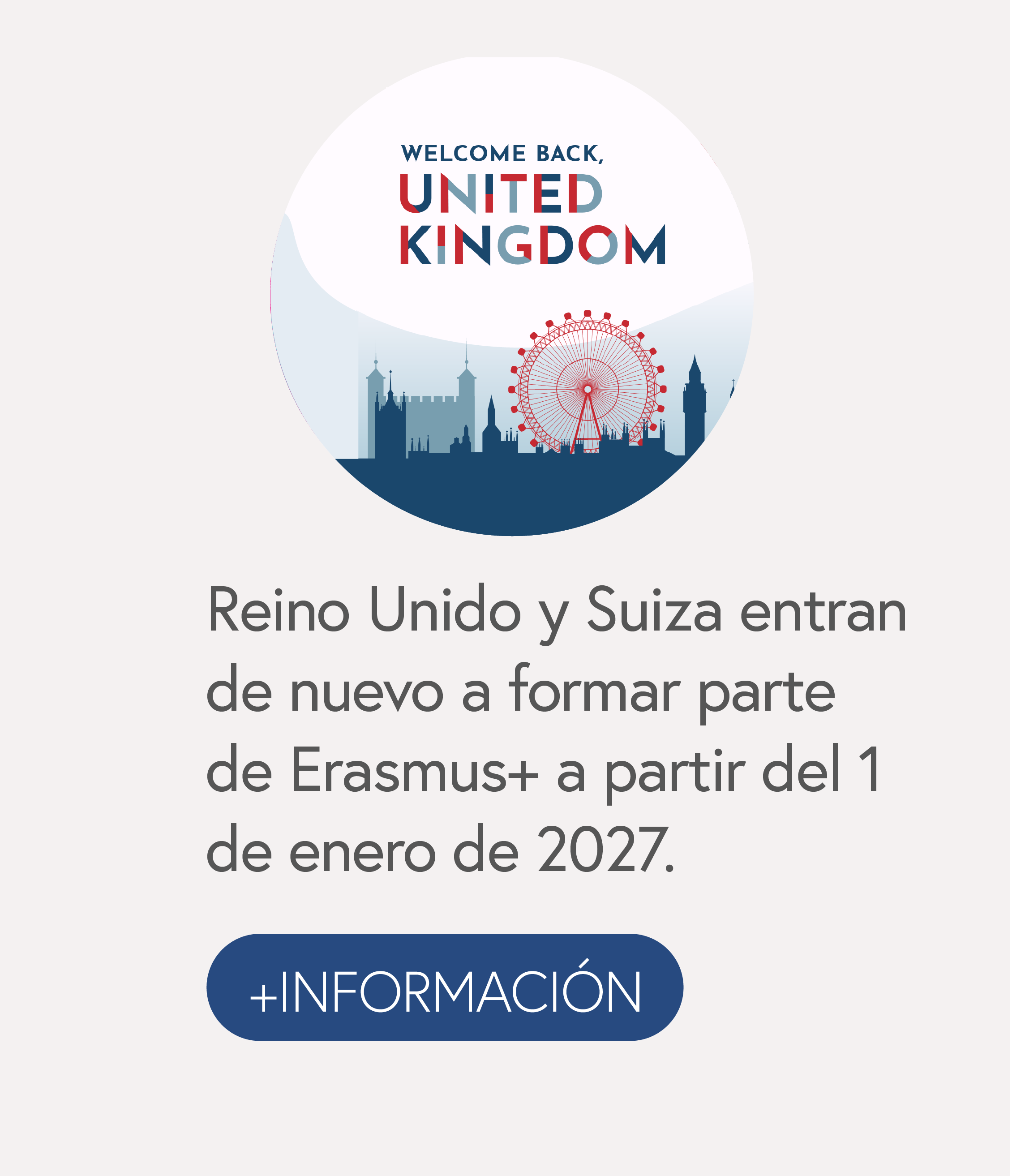 Reino Unido y Suiza entran de nuevo a formar parte de Erasmus+ a partir del 1 de enero de 2027.